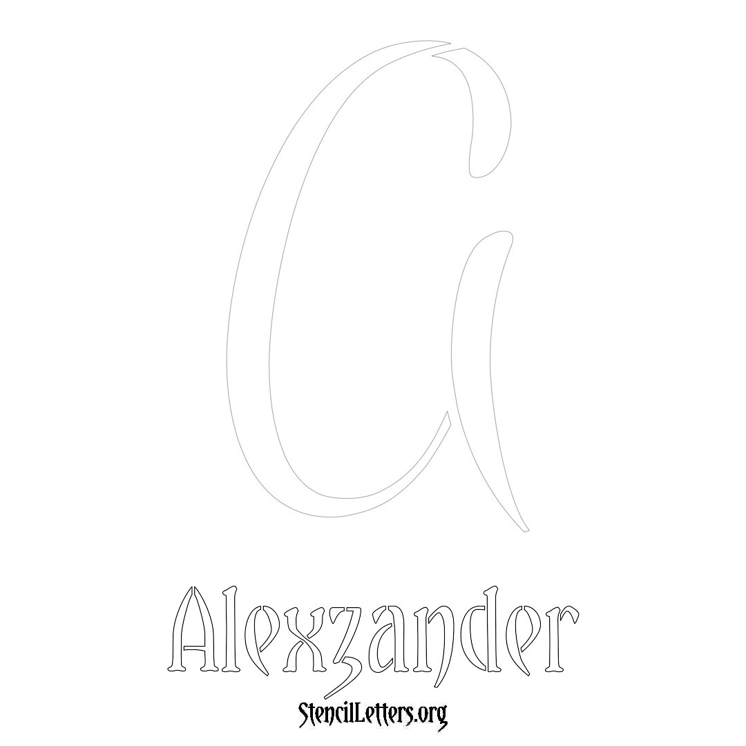 Alexzander printable name initial stencil in Vintage Brush Lettering