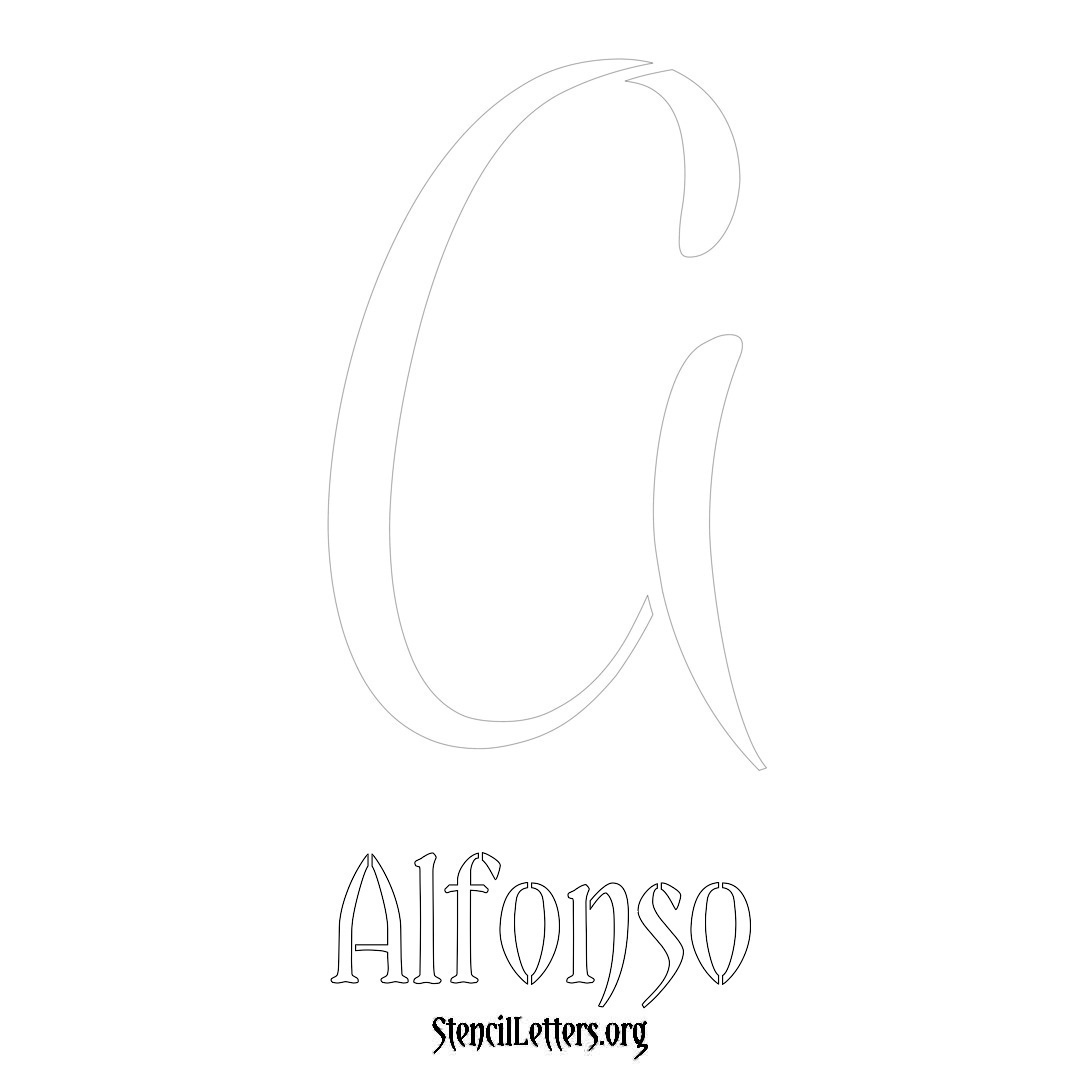 Alfonso printable name initial stencil in Vintage Brush Lettering
