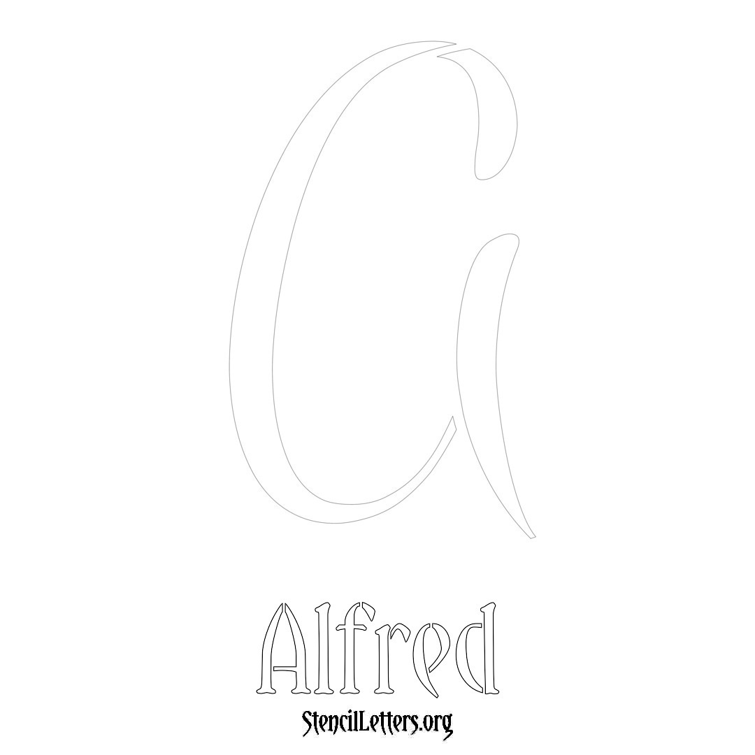Alfred printable name initial stencil in Vintage Brush Lettering