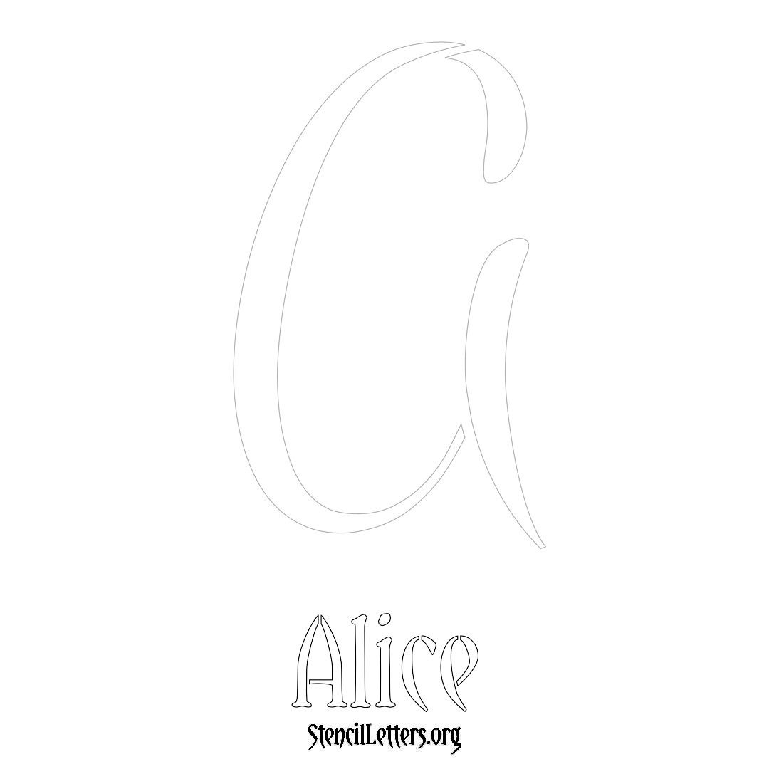 Alice printable name initial stencil in Vintage Brush Lettering