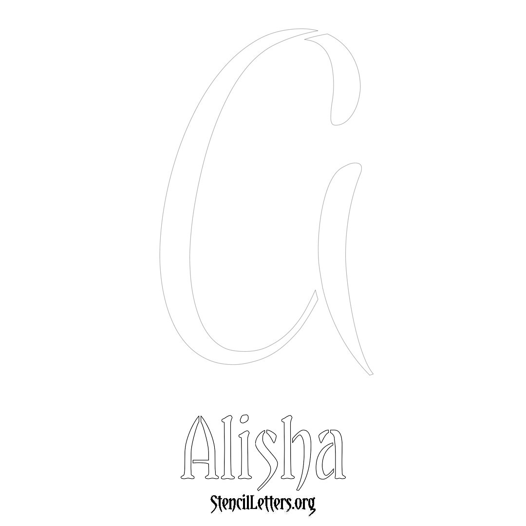 Alisha printable name initial stencil in Vintage Brush Lettering