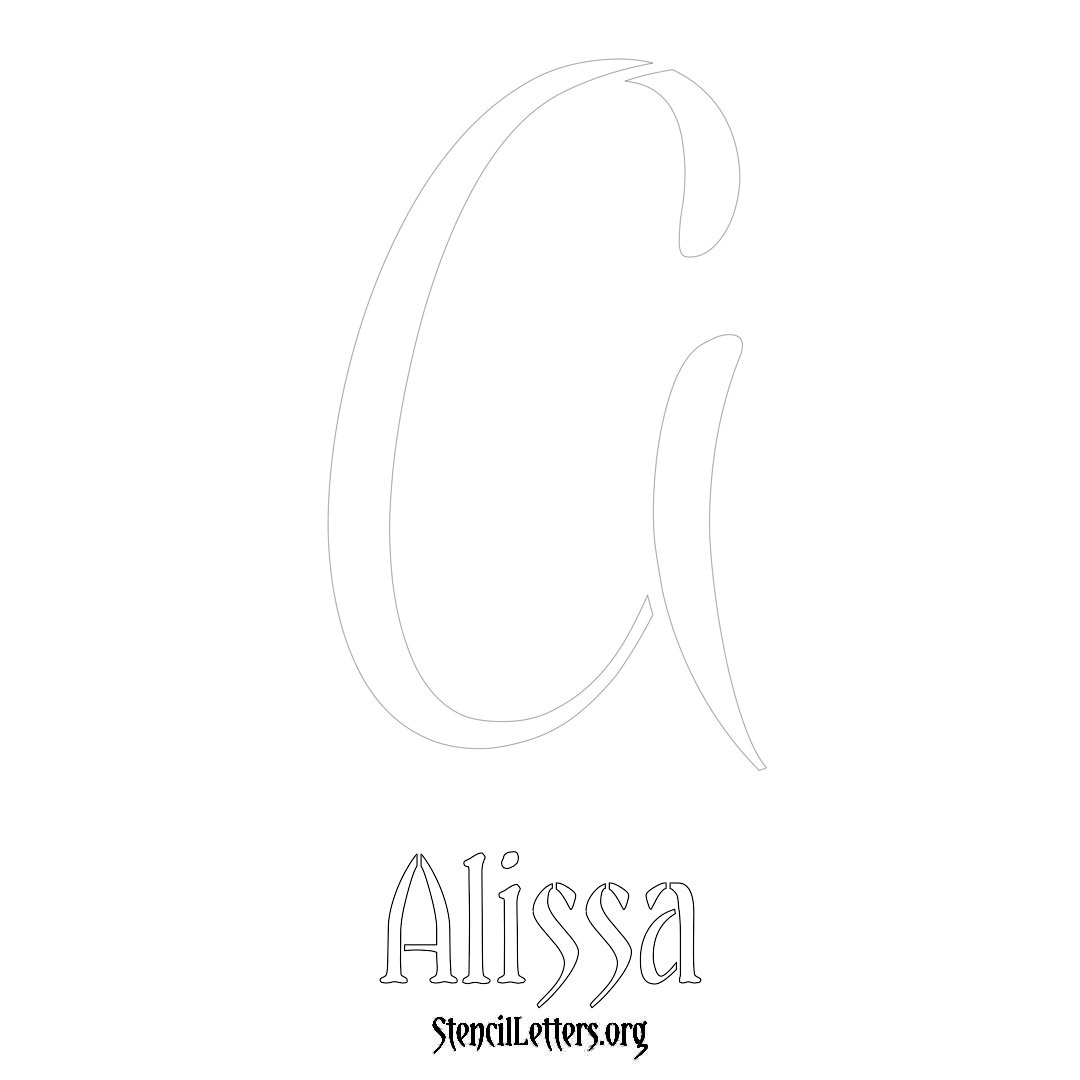 Alissa printable name initial stencil in Vintage Brush Lettering