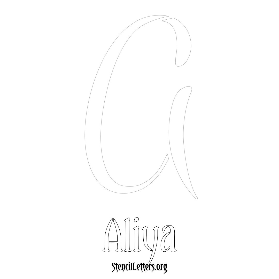 Aliya printable name initial stencil in Vintage Brush Lettering