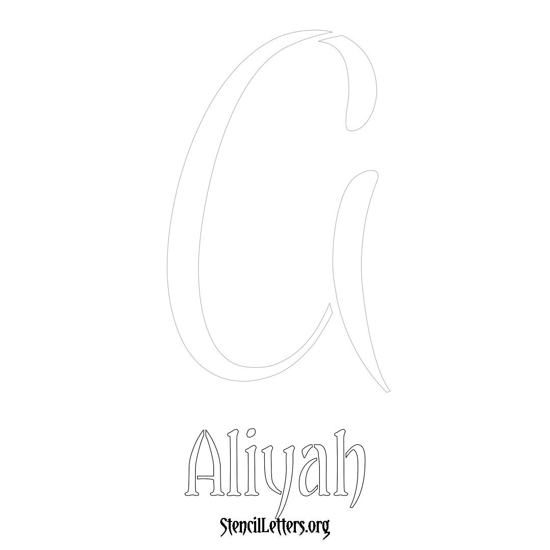 Aliyah printable name initial stencil in Vintage Brush Lettering