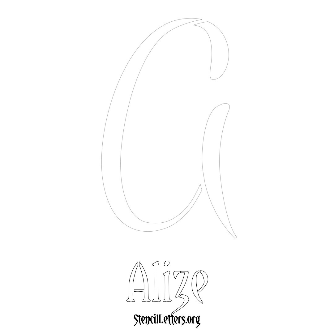 Alize printable name initial stencil in Vintage Brush Lettering