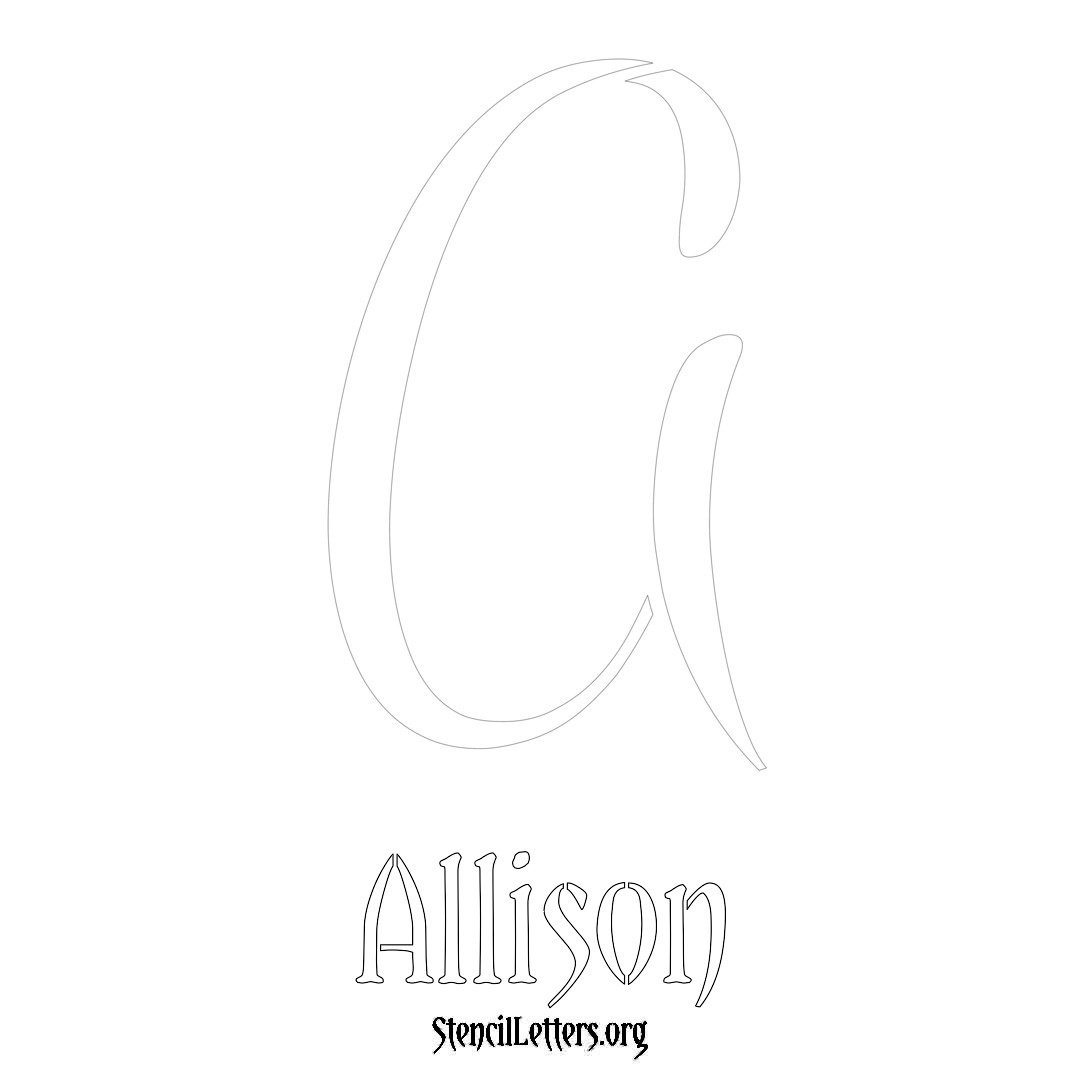 Allison printable name initial stencil in Vintage Brush Lettering