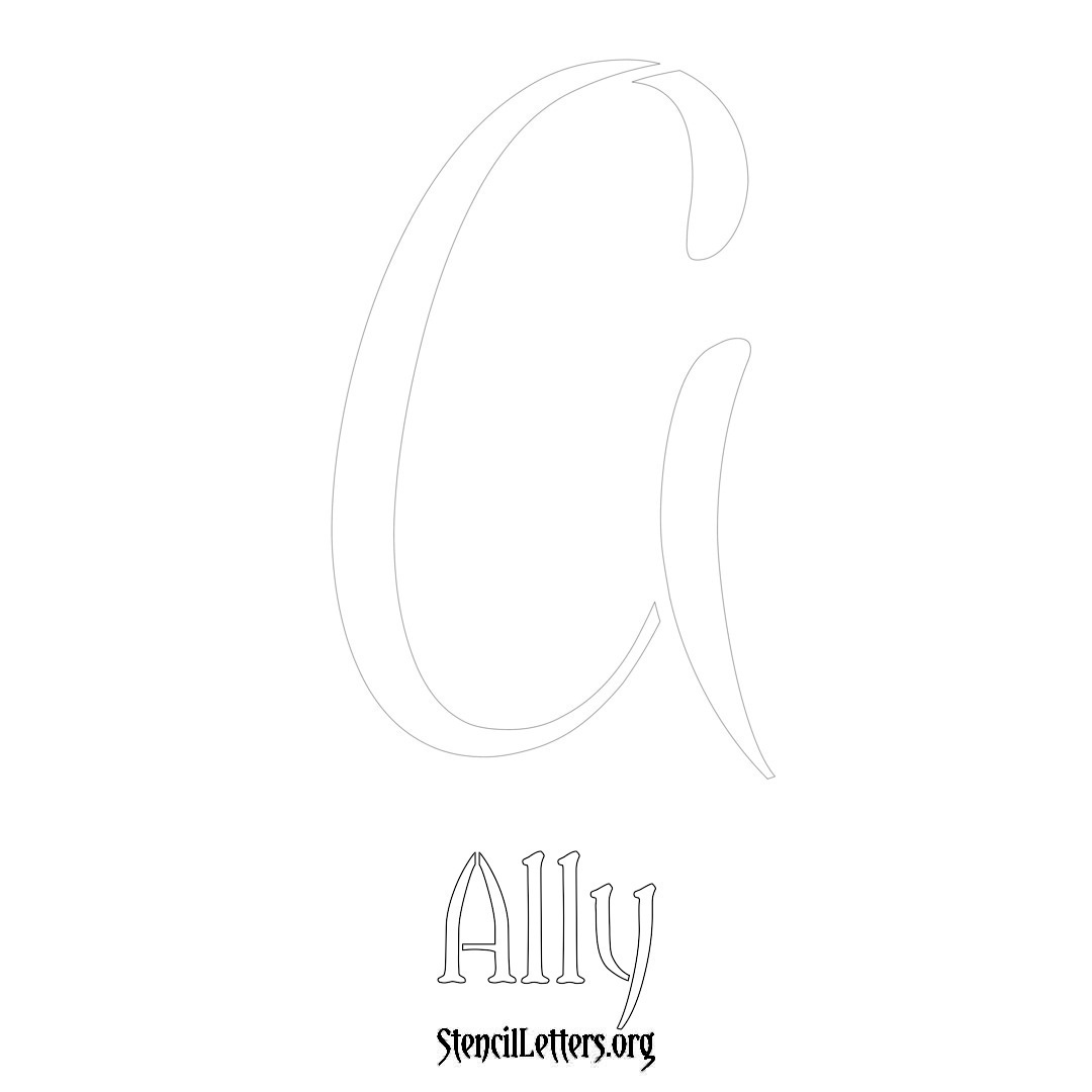 Ally printable name initial stencil in Vintage Brush Lettering