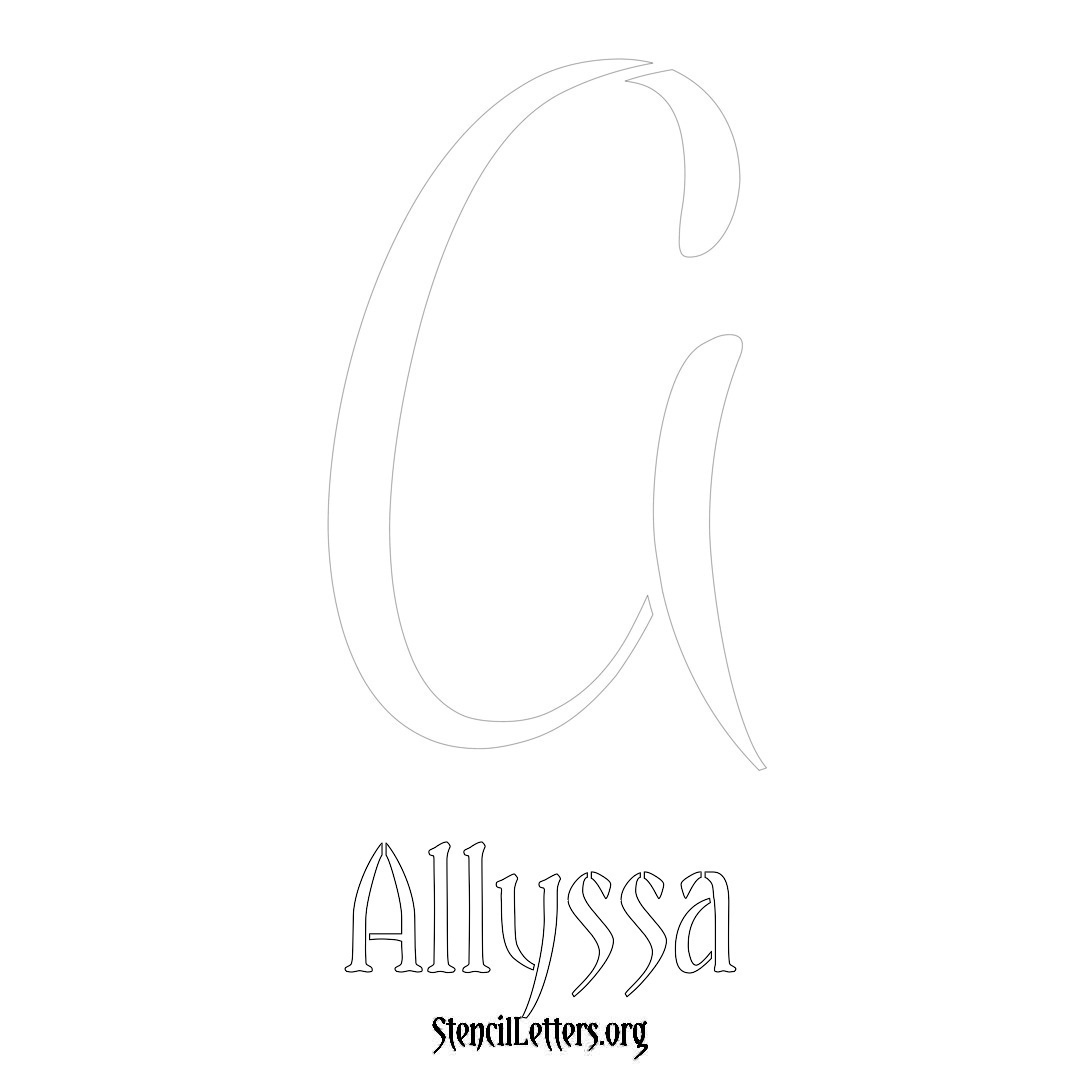 Allyssa printable name initial stencil in Vintage Brush Lettering