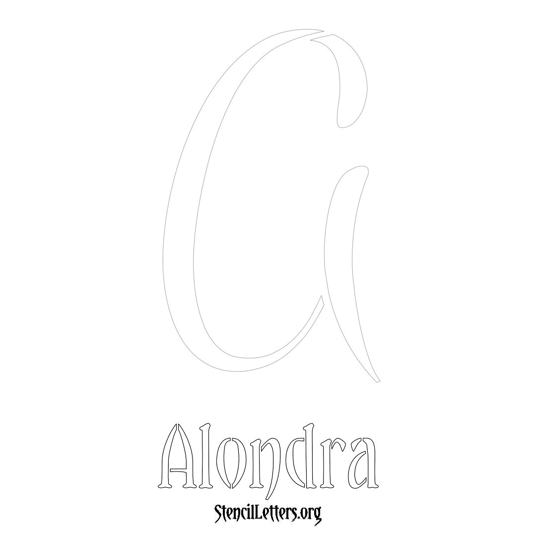 Alondra printable name initial stencil in Vintage Brush Lettering