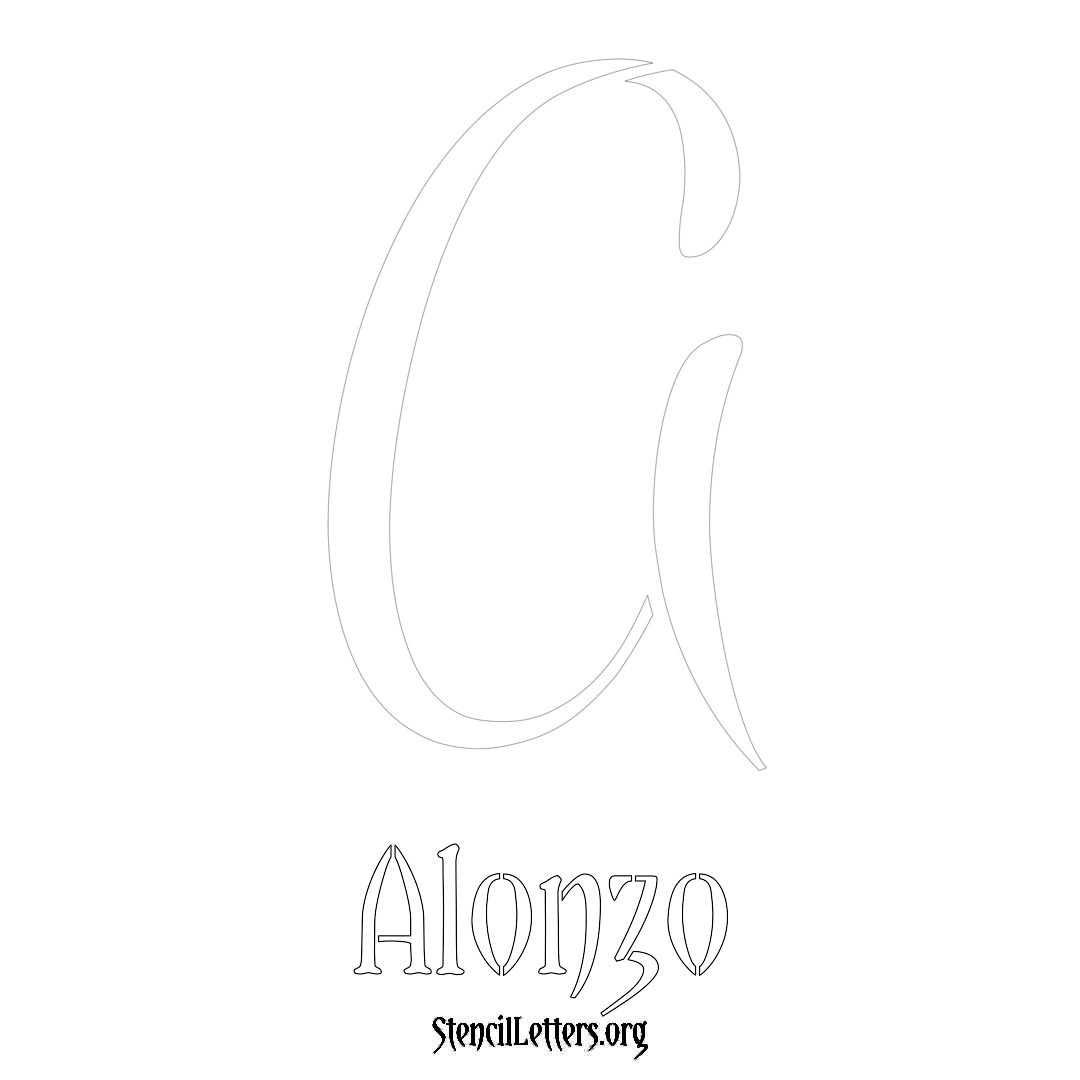 Alonzo printable name initial stencil in Vintage Brush Lettering