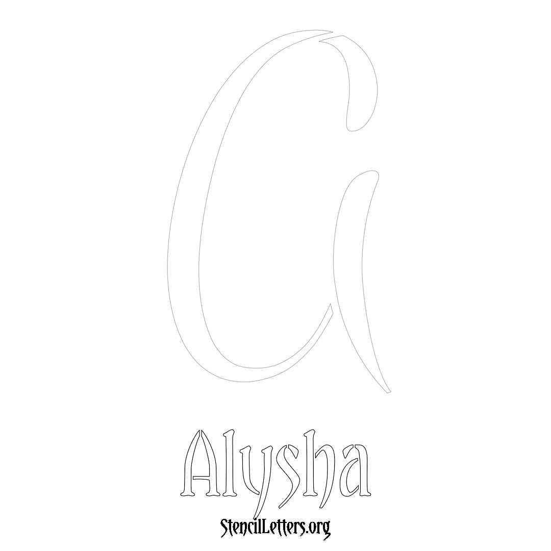 Alysha printable name initial stencil in Vintage Brush Lettering