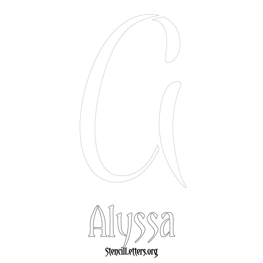 Alyssa printable name initial stencil in Vintage Brush Lettering