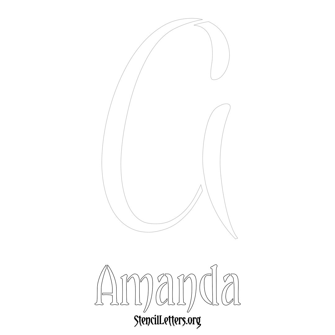 Amanda printable name initial stencil in Vintage Brush Lettering