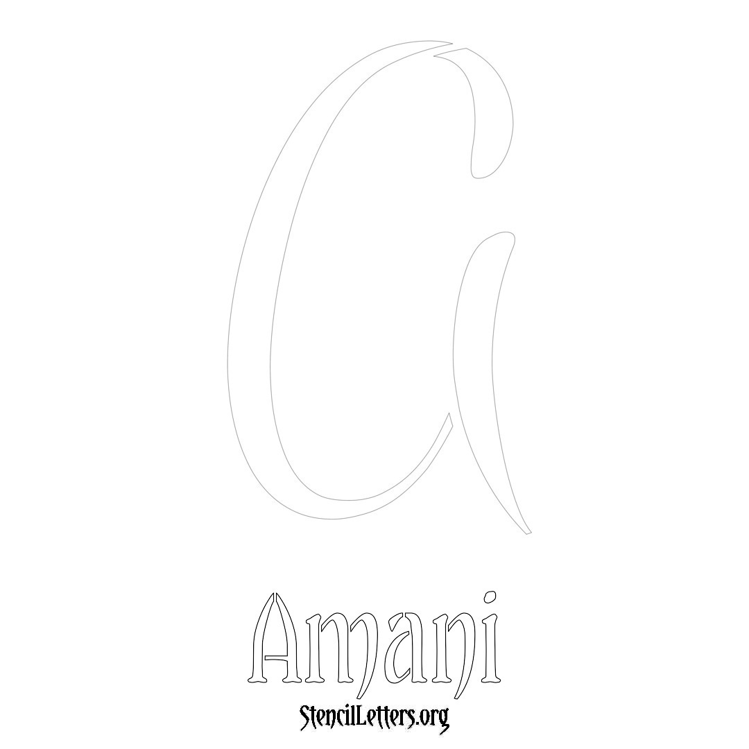 Amani printable name initial stencil in Vintage Brush Lettering