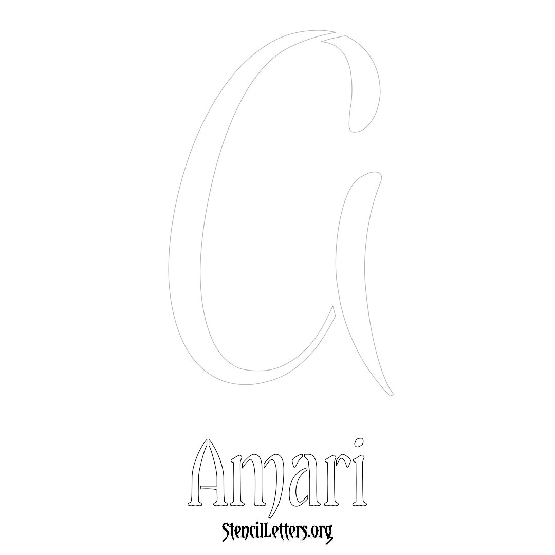 Amari printable name initial stencil in Vintage Brush Lettering