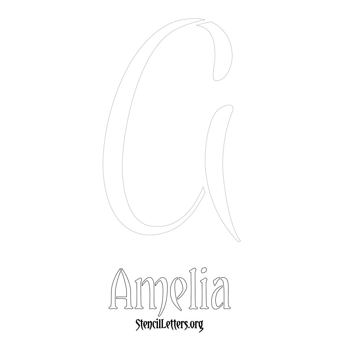 Amelia printable name initial stencil in Vintage Brush Lettering