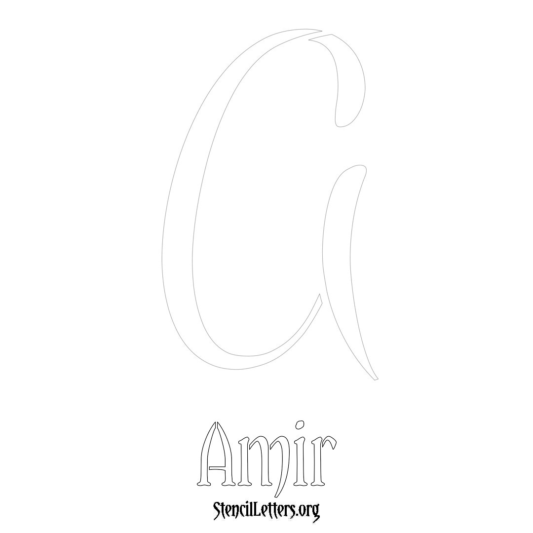 Amir printable name initial stencil in Vintage Brush Lettering