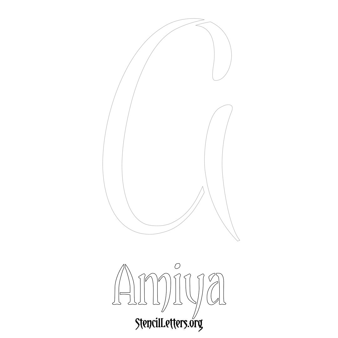 Amiya printable name initial stencil in Vintage Brush Lettering