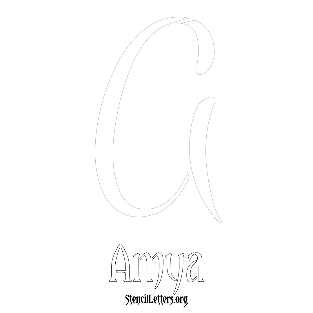 Amya printable name initial stencil in Vintage Brush Lettering