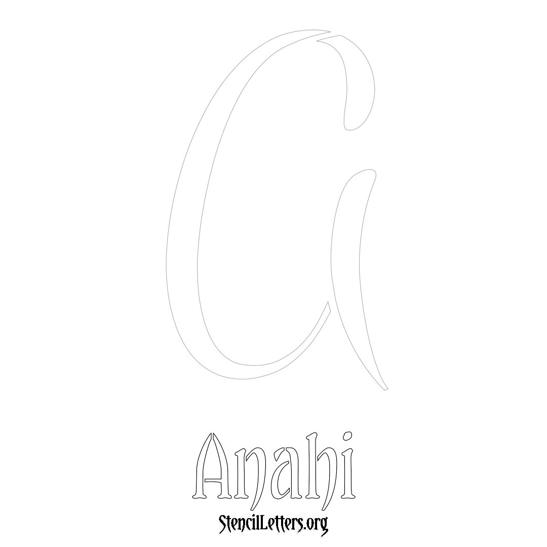 Anahi printable name initial stencil in Vintage Brush Lettering