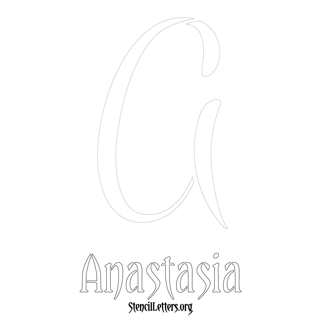 Anastasia printable name initial stencil in Vintage Brush Lettering