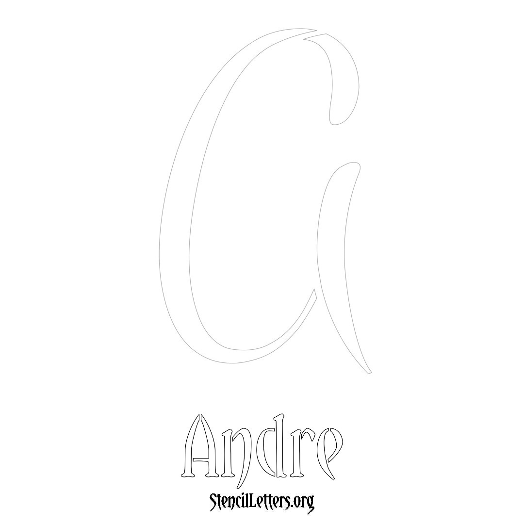 Andre printable name initial stencil in Vintage Brush Lettering