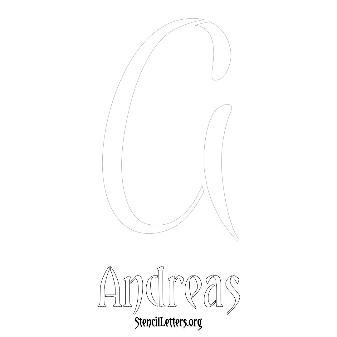 Andreas printable name initial stencil in Vintage Brush Lettering