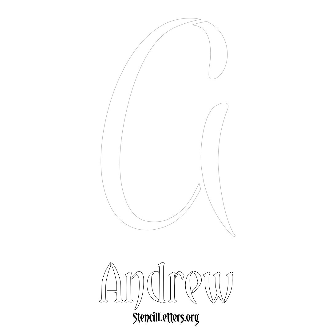 Andrew printable name initial stencil in Vintage Brush Lettering