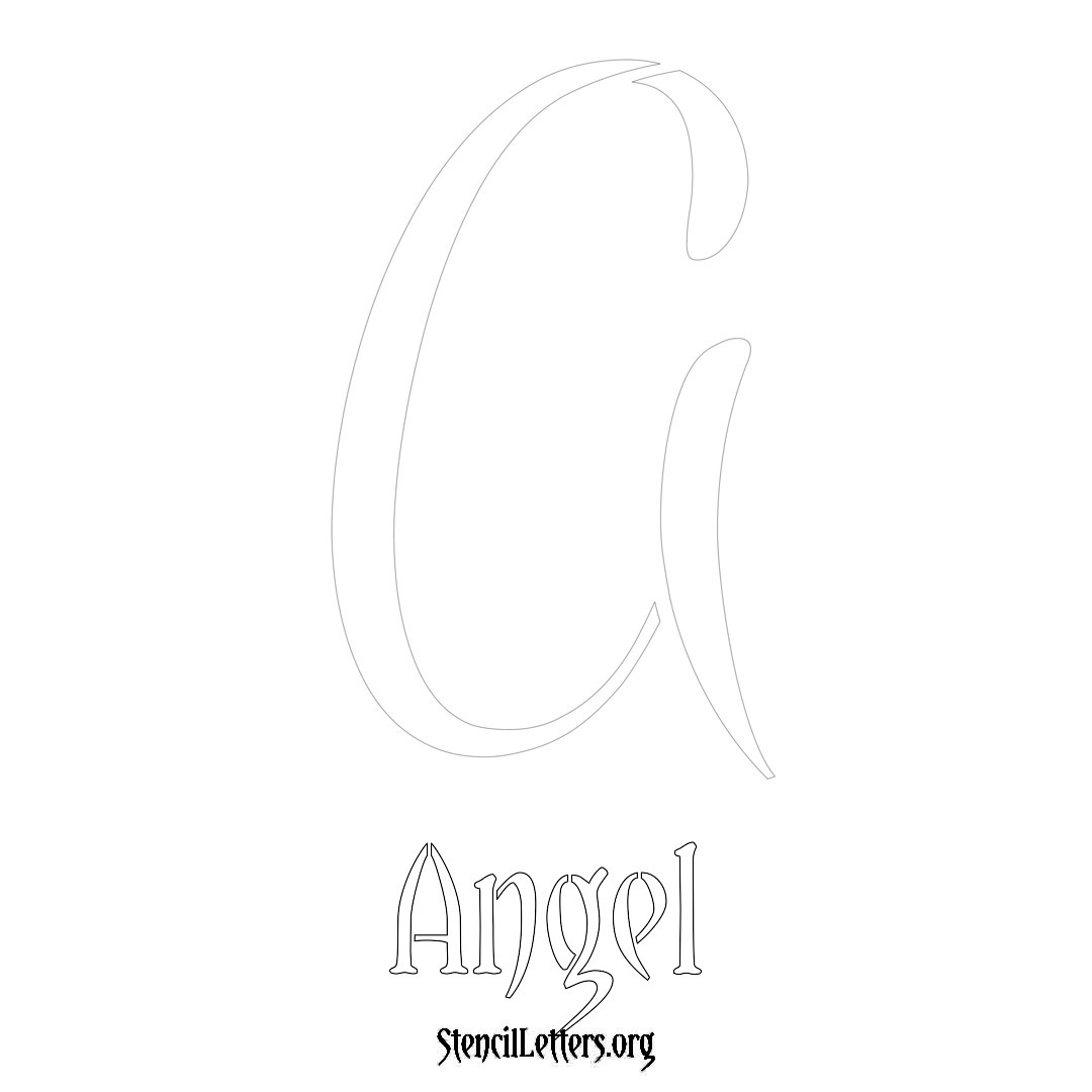 Angel printable name initial stencil in Vintage Brush Lettering