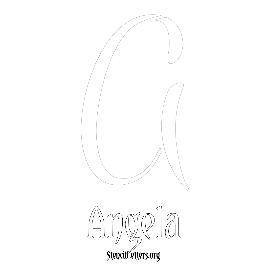 Angela printable name initial stencil in Vintage Brush Lettering