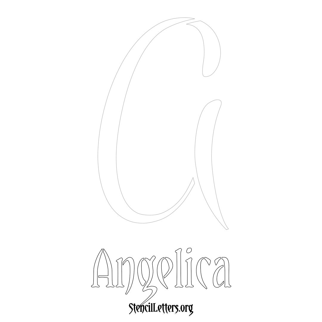 Angelica printable name initial stencil in Vintage Brush Lettering