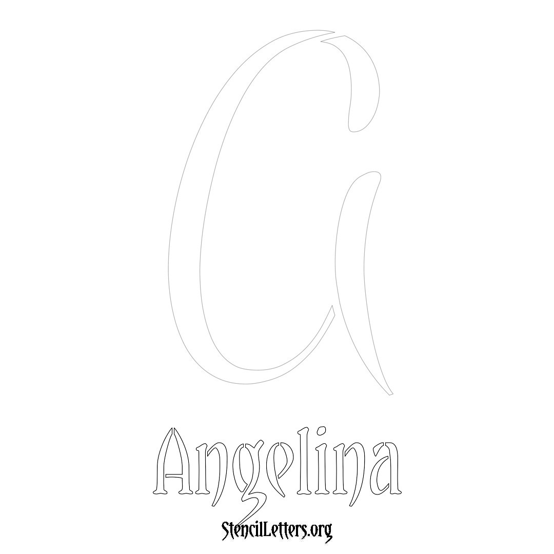 Angelina printable name initial stencil in Vintage Brush Lettering