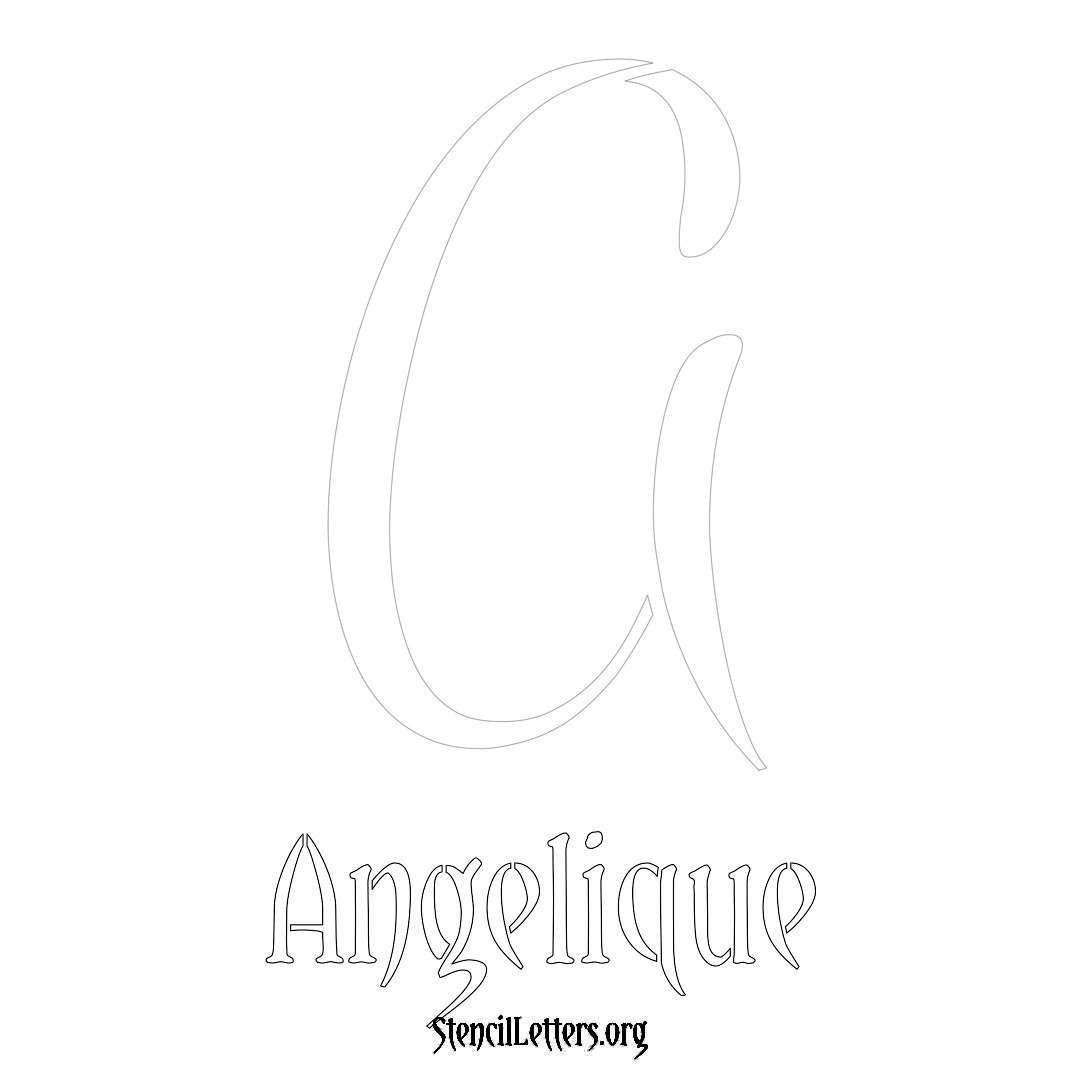 Angelique printable name initial stencil in Vintage Brush Lettering