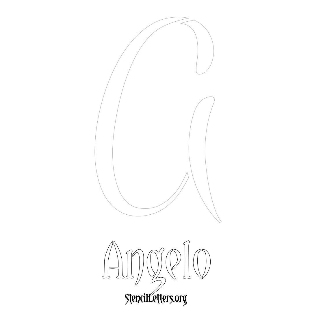 Angelo printable name initial stencil in Vintage Brush Lettering