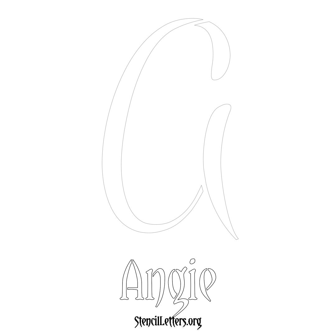 Angie printable name initial stencil in Vintage Brush Lettering