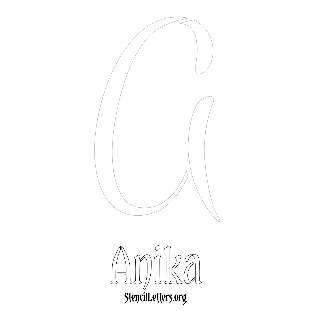 Anika printable name initial stencil in Vintage Brush Lettering
