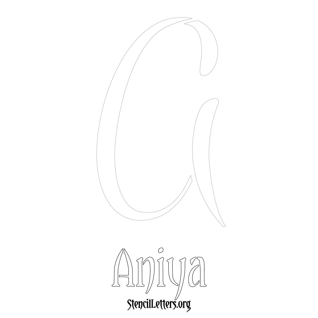 Aniya printable name initial stencil in Vintage Brush Lettering