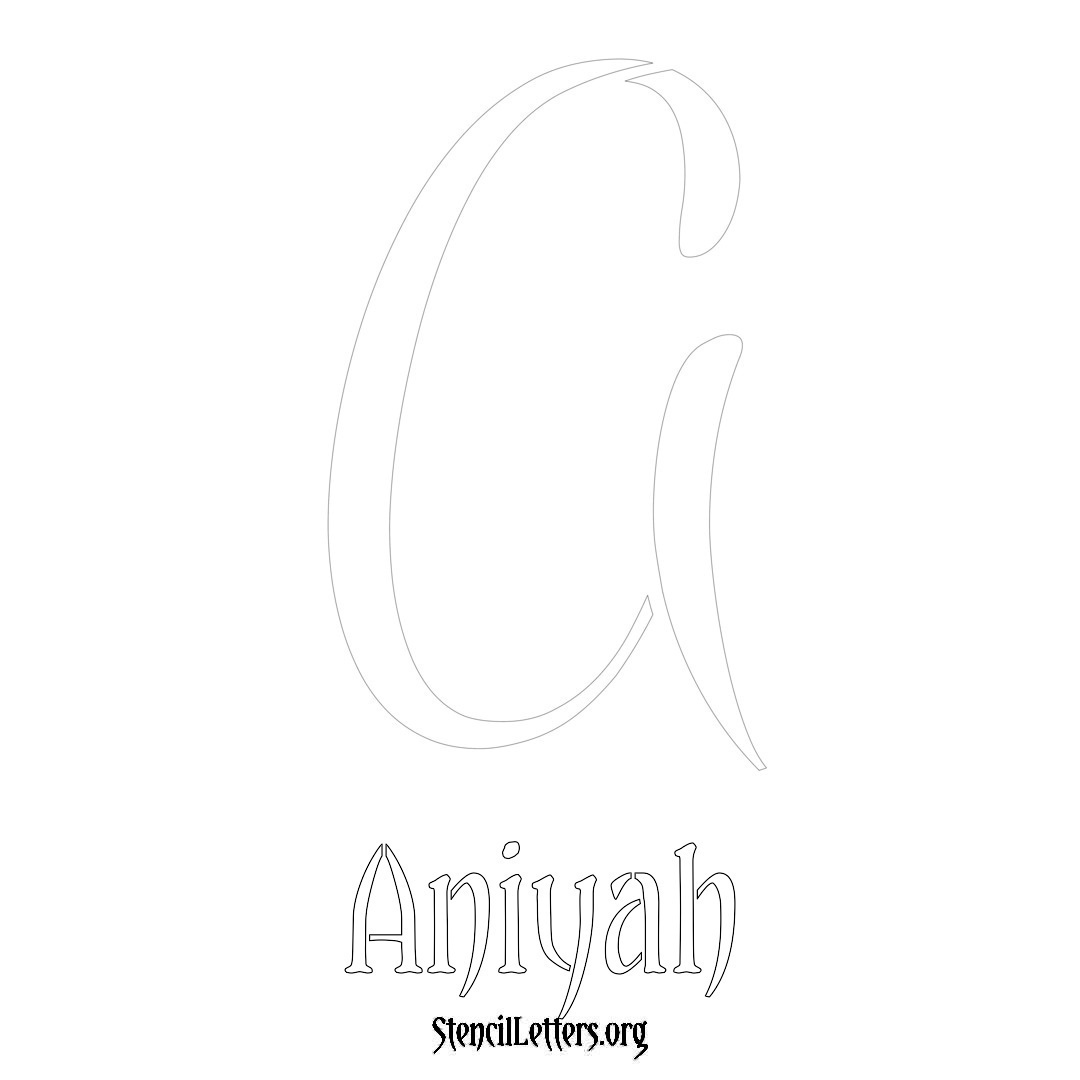 Aniyah printable name initial stencil in Vintage Brush Lettering