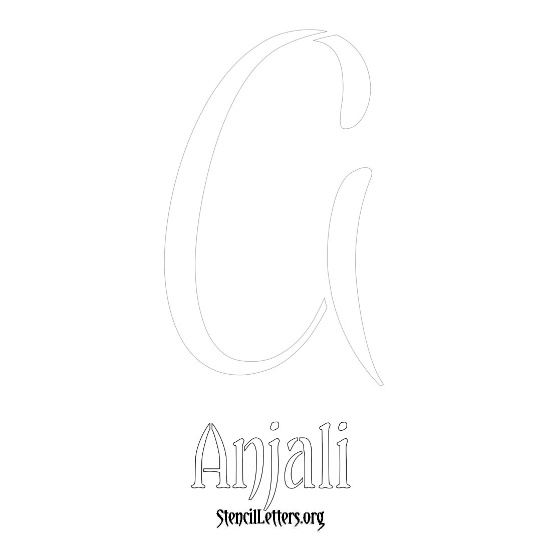 Anjali printable name initial stencil in Vintage Brush Lettering