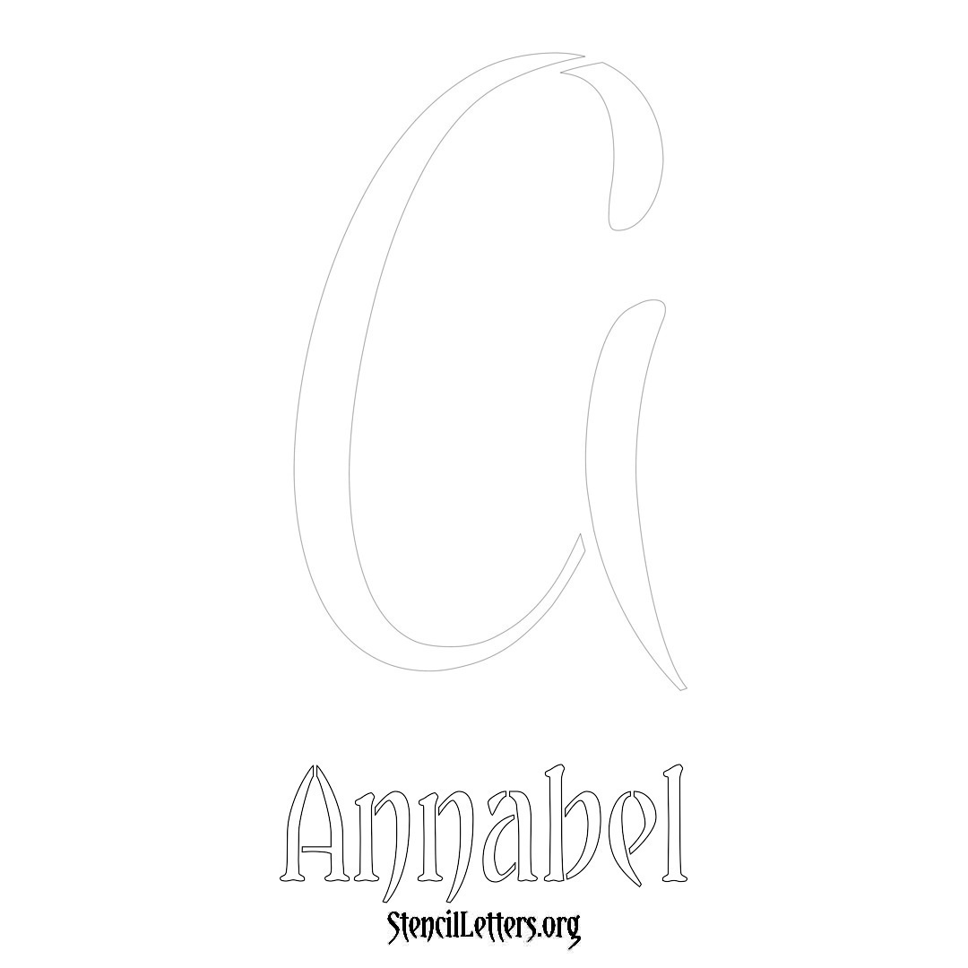 Annabel printable name initial stencil in Vintage Brush Lettering