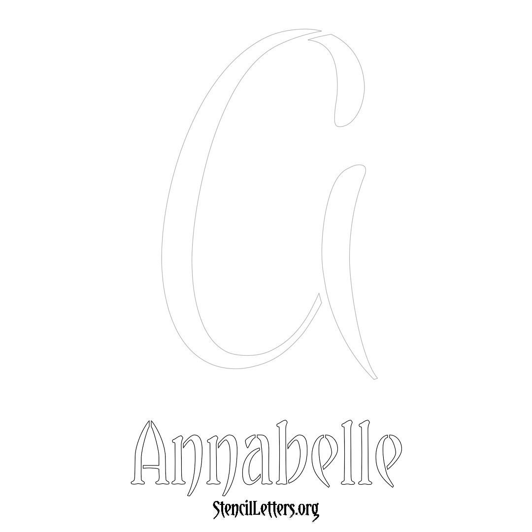 Annabelle printable name initial stencil in Vintage Brush Lettering