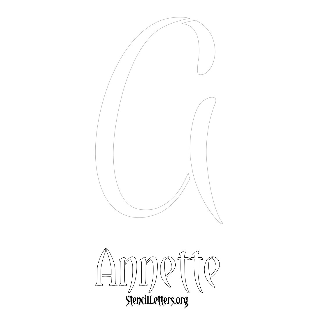 Annette printable name initial stencil in Vintage Brush Lettering