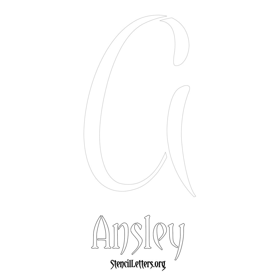 Ansley printable name initial stencil in Vintage Brush Lettering