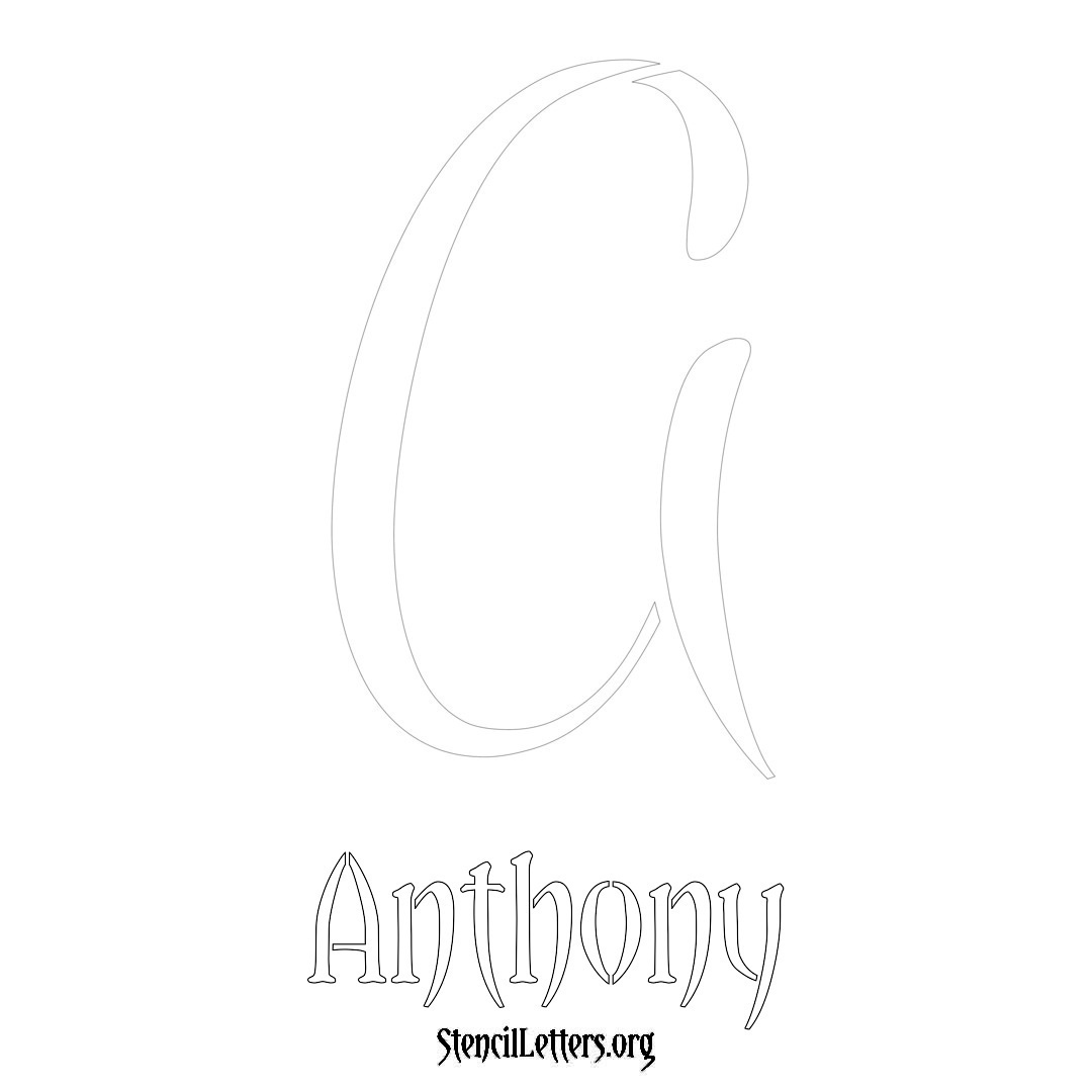 Anthony printable name initial stencil in Vintage Brush Lettering