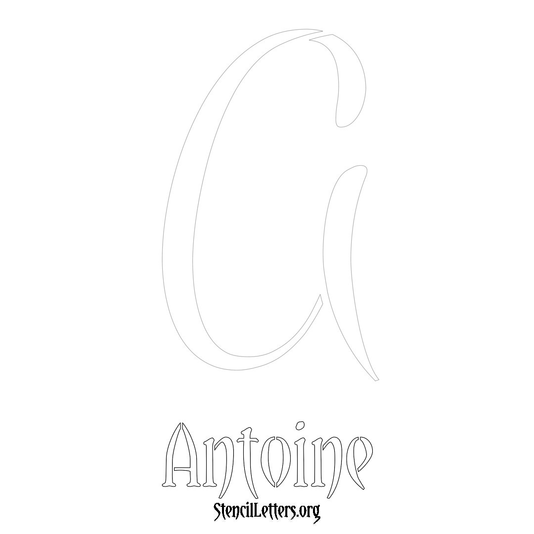 Antoine printable name initial stencil in Vintage Brush Lettering