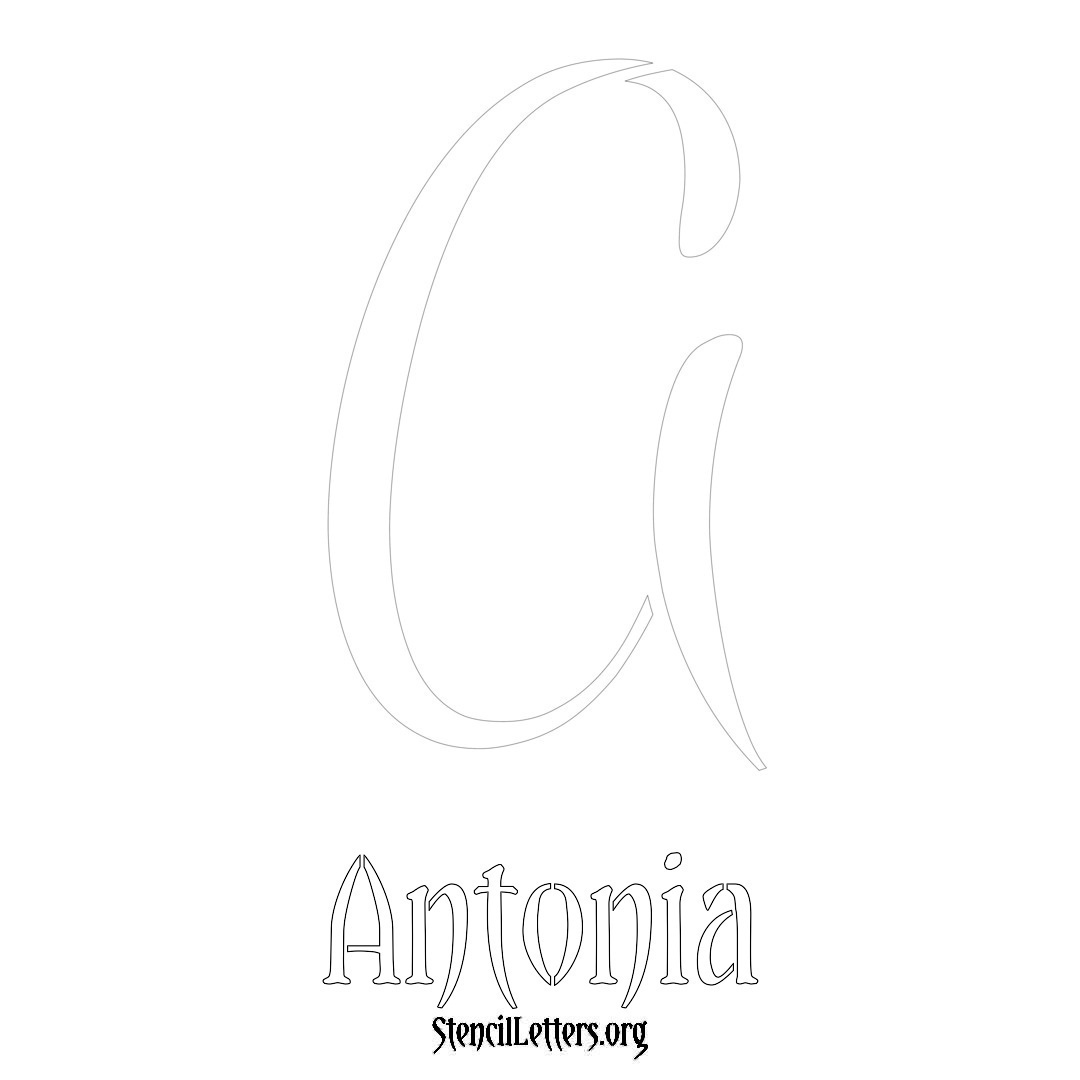 Antonia printable name initial stencil in Vintage Brush Lettering