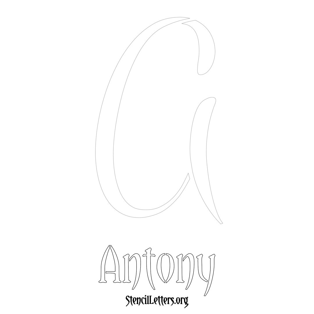 Antony printable name initial stencil in Vintage Brush Lettering