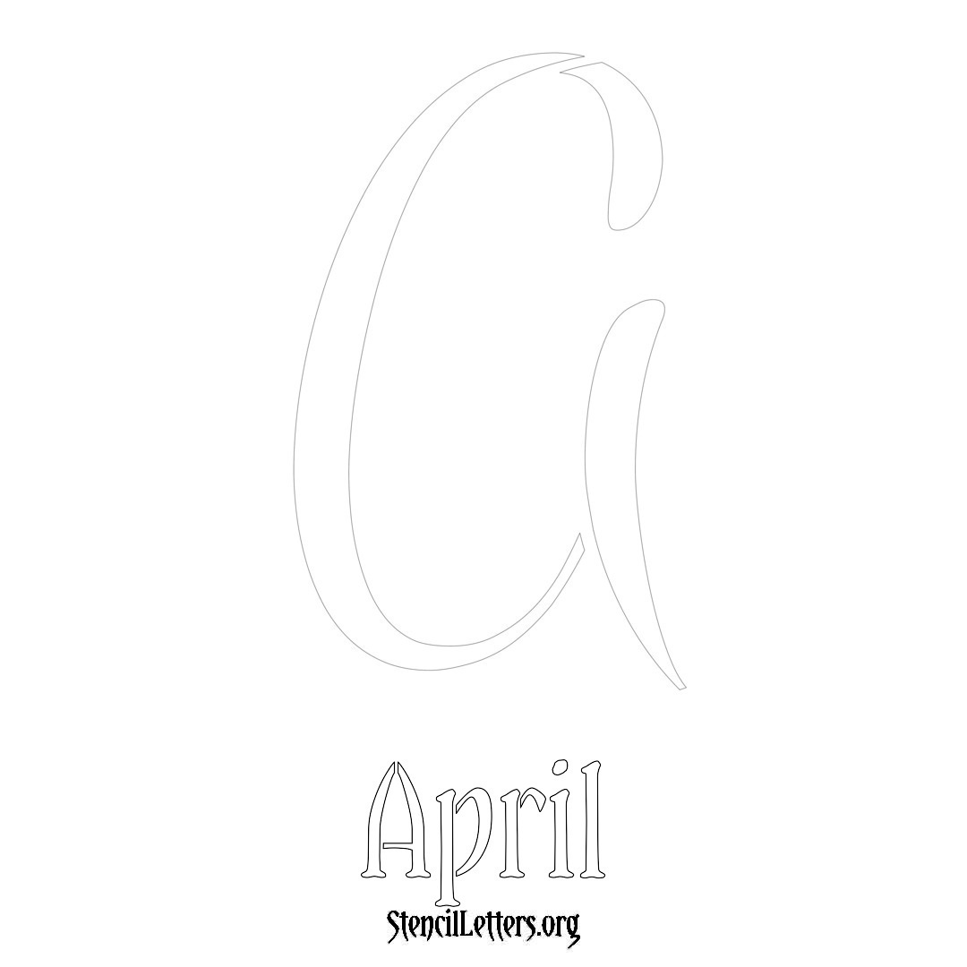 April printable name initial stencil in Vintage Brush Lettering