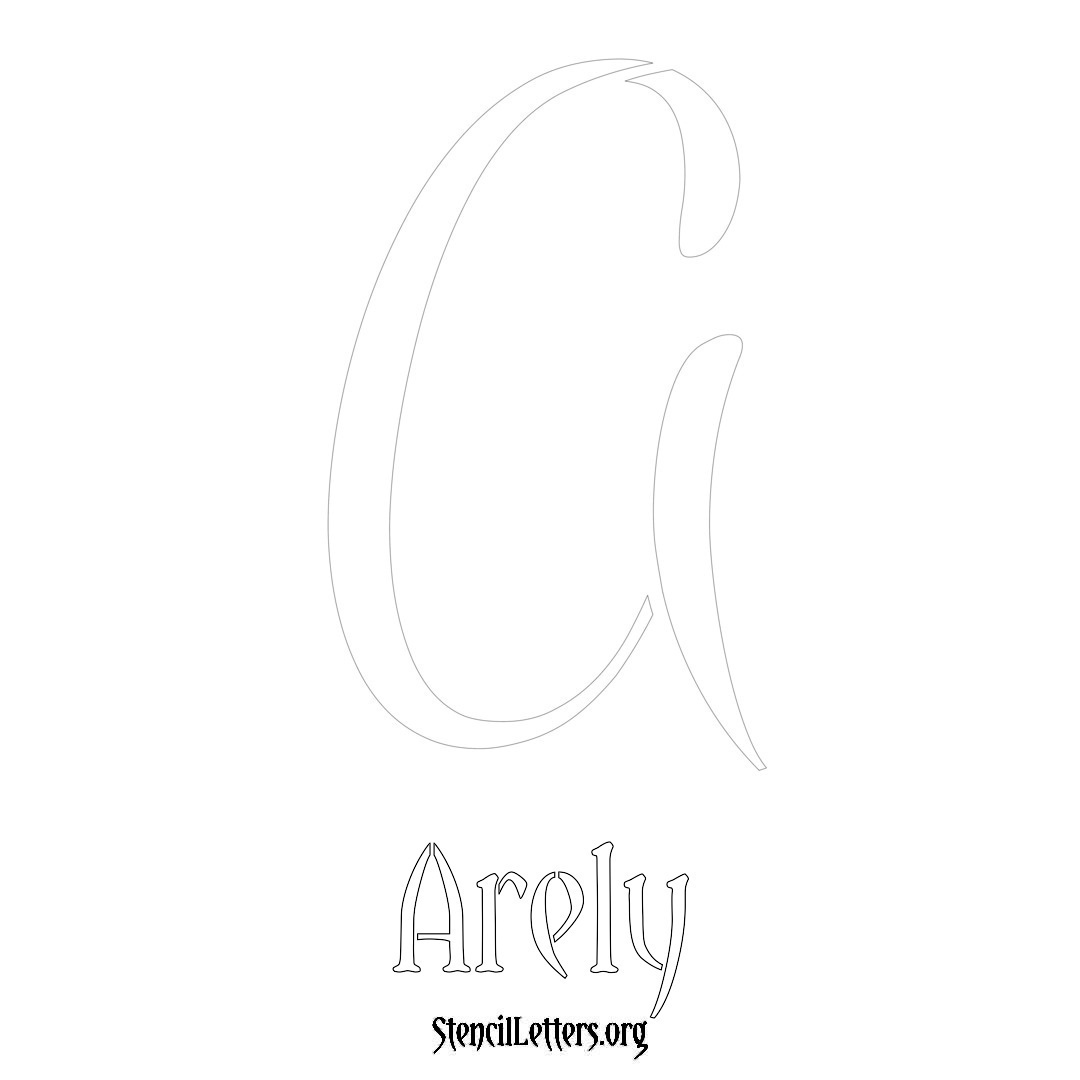 Arely printable name initial stencil in Vintage Brush Lettering