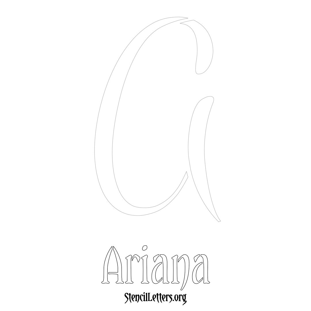 Ariana printable name initial stencil in Vintage Brush Lettering